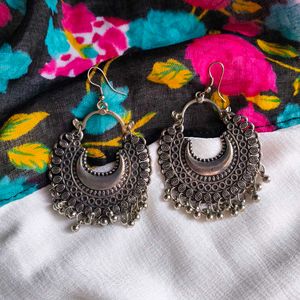 Silver Crescent Earrings