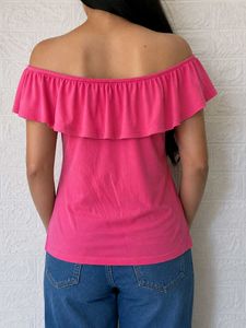Pink Off-Shoulder Ruffle Top