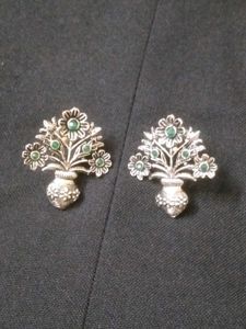Silver Flower Pot Earrings