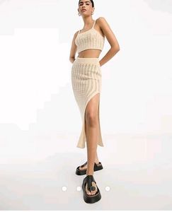 ASOS DESIGN co-ord crochet cami top incream