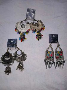 Combo 3 pice Boho Oxidized Jhumka Earrings Set