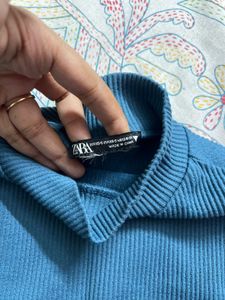 Zara sleeveless high neck top - pigeon blue