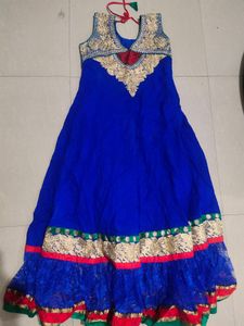 Blue Embellished Anarkali Dress - XS