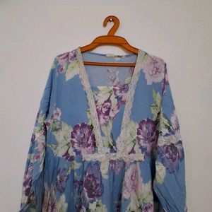 Elegant Blue Floral Maxi Dress