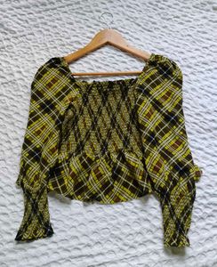 Chic Plaid Smocked Top