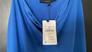 Blue Cowl Neck Spaghetti Strap Top