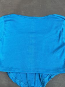 Blue Long Sleeve Corset Top