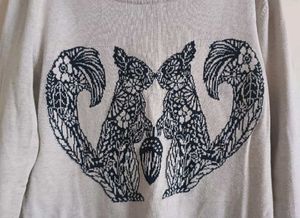Peacocks Beige Round Neck Cotton Sweater