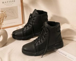 Black Lace-Up Combat Boots