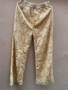 Elegant Gold Lace Palazzo Pants