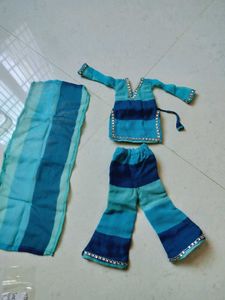 barbie doll outfits Blue Striped Kurta Set with Pa