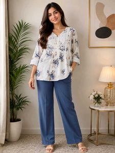 Stylish Floral Print Tunic Top
