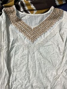 Boho White Embroidered Kurta