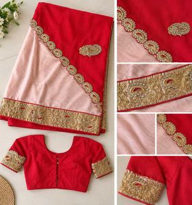 beautiful red &amp; cream half  saree