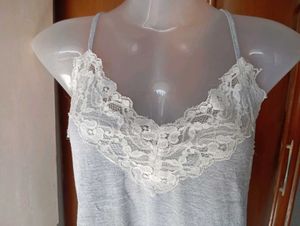 Grey Lace Trim Cami Top