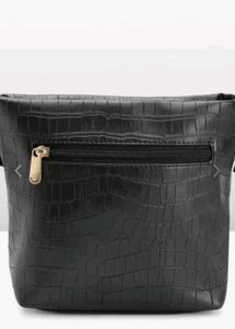 Caprese Black Croc Embossed Shoulder Bag