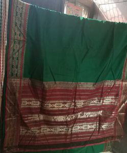 Elegant Green Saree with Red Border