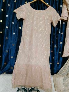 Sequin Embellished  pink kurta set