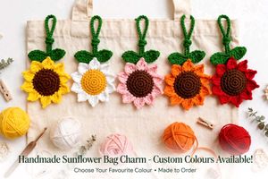 Handmade Crochet Sunflower Bag Charm
