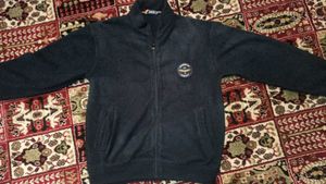 navy blue full-zip fleece jacket
