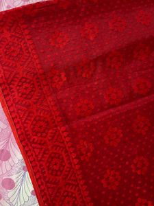 Red Jamdani Saree