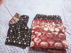 Elegant Black &amp; Red Banarasi Silk Saree