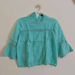 🆕 Beautiful Blue Bell Sleeve Crop Top