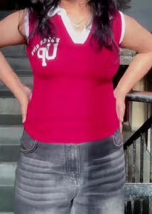 Vibrant Red Sleeveless Top