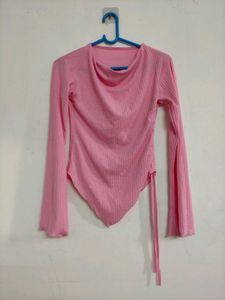 Chic Pink Asymmetrical Hem Top