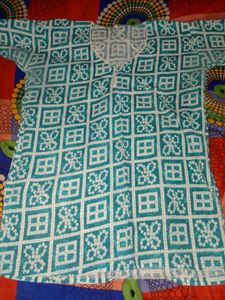 Teal &amp; White Ethnic Kurta
