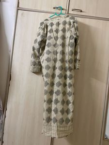 Beige Printed Kurta