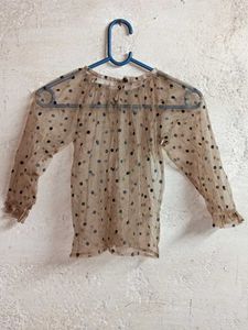 Sheer Polka Dot Blouse Cropped