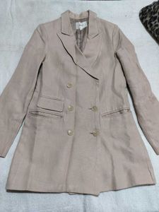 Women's Beige Double-Breasted Blazer
