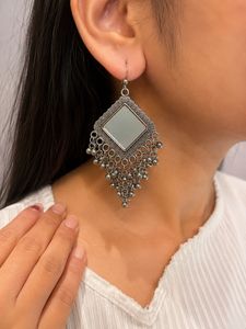 Elegant Mirror Work Dangle Earrings