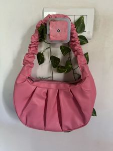 Chic Ruched Pink Handbag