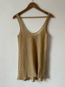 Gold Crochet Tank Top