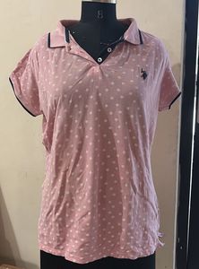 Pink Star Print Polo T-Shirt