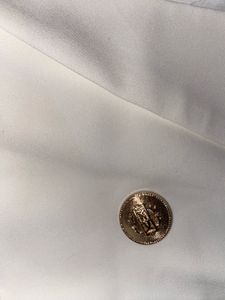 white golden button blazer