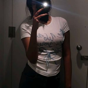 Cute White Graphic Top