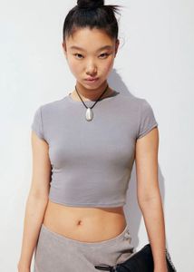 Basic Grey Cropped Jersey T-shirt