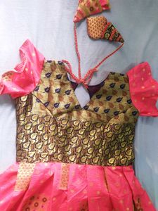 Handstitched Pink &amp; Gold Anarkali 🌟✨️