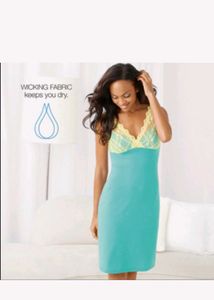 Comfortable Teal Nightgown with Lace