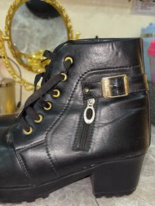 Black Lace-Up Platform Boots