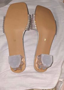 Sparkling Embellished Silver Mules