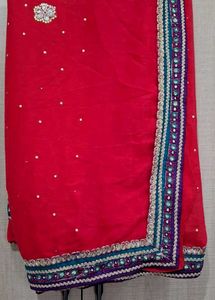 Red Embellished Saree