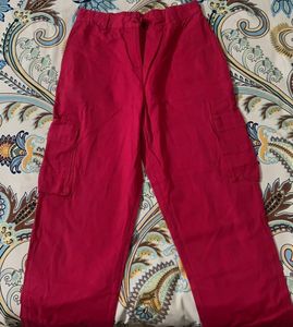 Hot Pink Cotton Jeans