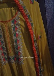 Embroidered Mustard Kurta With Pants