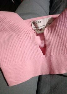 Chic Halter Neck Crop Top with Embellishment