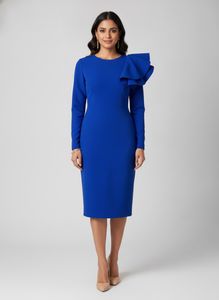 Elegant Royal Blue Ruffle Dress