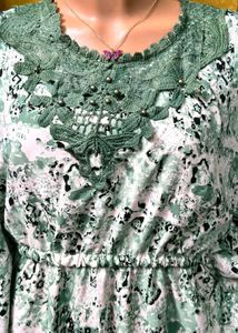 Bohemian Green Floral Kaftan Kurti
